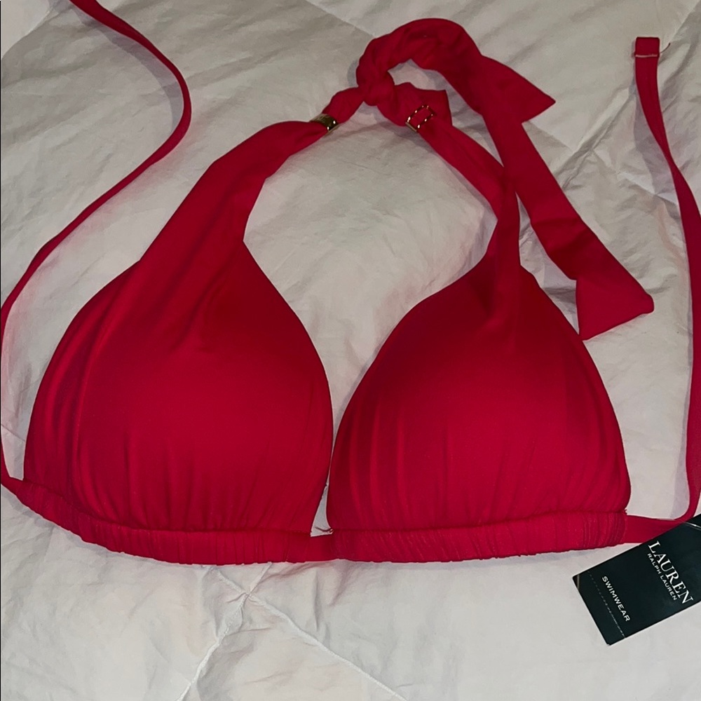 Ralph Lauren Red One Piece Swimwear Halter Style